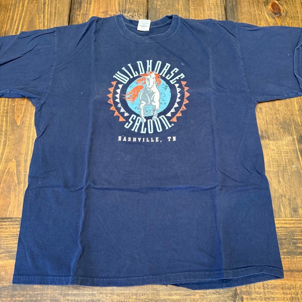 Gildan Wildhorse Saloon Nashville TN Horse Graphic T-Shirt Navy Blue‎ Mens XL